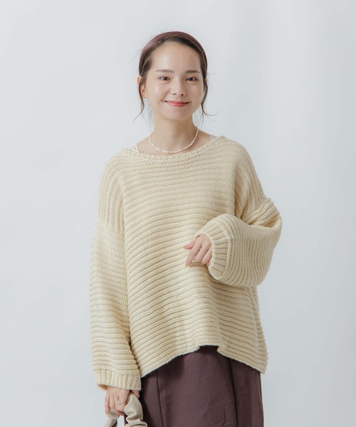 flower（フラワー）の「ニュアンスガーターニット（ニット/セーター・レディース・グレー/アイボリー・FREE）」の15枚目の写真