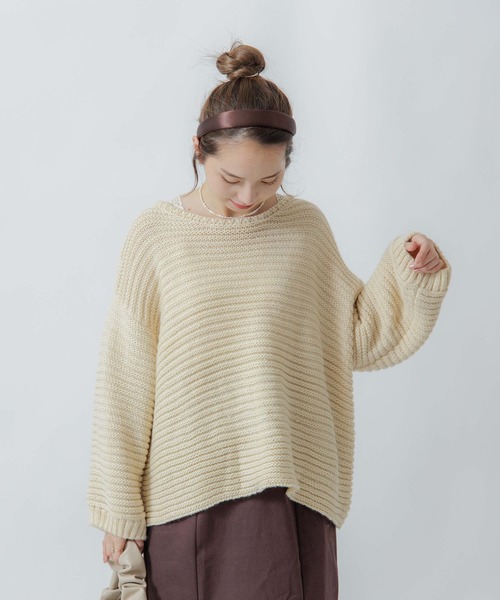 flower（フラワー）の「ニュアンスガーターニット（ニット/セーター・レディース・グレー/アイボリー・FREE）」の9枚目の写真