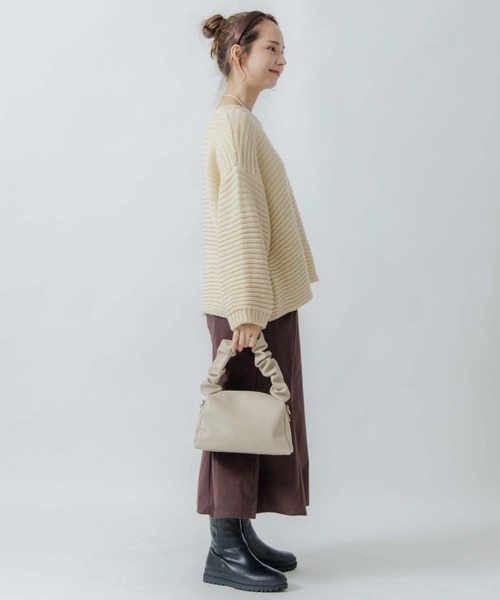 flower（フラワー）の「ニュアンスガーターニット（ニット/セーター・レディース・グレー/アイボリー・FREE）」の7枚目の写真