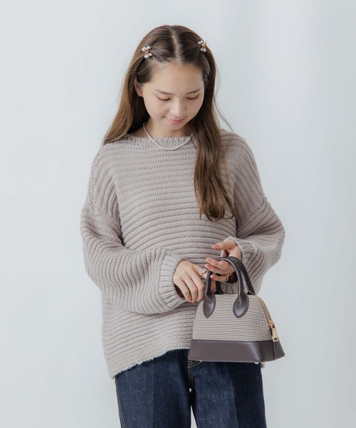 flower（フラワー）の「ニュアンスガーターニット（ニット/セーター・レディース・グレー/アイボリー・FREE）」の14枚目の写真