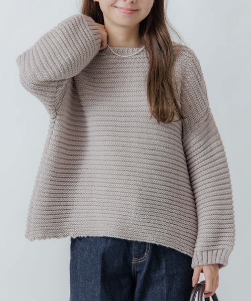 flower（フラワー）の「ニュアンスガーターニット（ニット/セーター・レディース・グレー/アイボリー・FREE）」の3枚目の写真