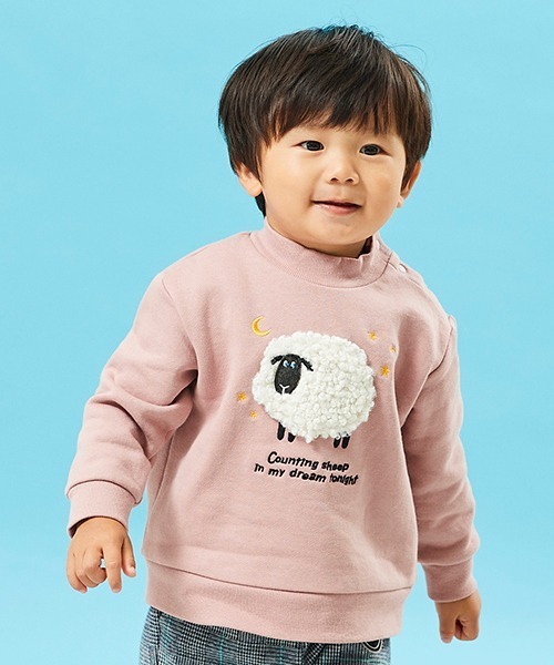 クレードスコープ　90 110 裏起毛トレーナー　ひつじ　リンク kladskap（クレードスコープ）の「ひつじアップリケトレーナー