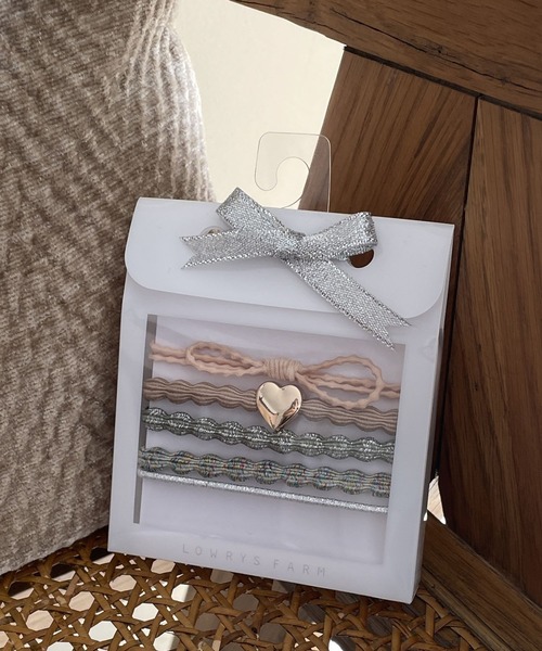 LOWRYS FARM（ローリーズファーム）の「ハートセットヘアゴム＊ＧＦ 　178605（ヘアゴム・レディース・ブラウン/ピンク/グリーン・FREE）」の2枚目の写真