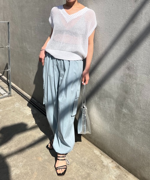 COLLAGE GALLARDAGALANTE（コラージュガリャルダガランテ）の「ナイロンカーゴパンツ（カーゴパンツ・レディース・ブルー/ブラック/ホワイト・FREE）」の3枚目の写真