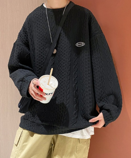 MGV（エムジーヴィー）の「ワッフル生地ケーブルスウェット（スウェット・メンズ・ホワイト/ブラック・MEDIUM/LARGE/X-LARGE）」の3枚目の写真