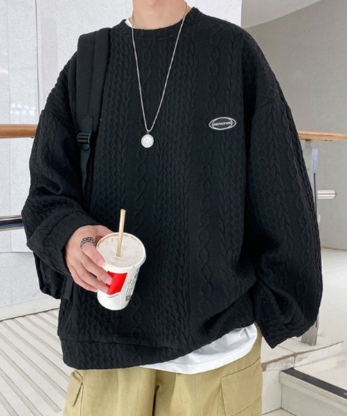 MGV（エムジーヴィー）の「ワッフル生地ケーブルスウェット（スウェット・メンズ・ホワイト/ブラック・MEDIUM/LARGE/X-LARGE）」の6枚目の写真