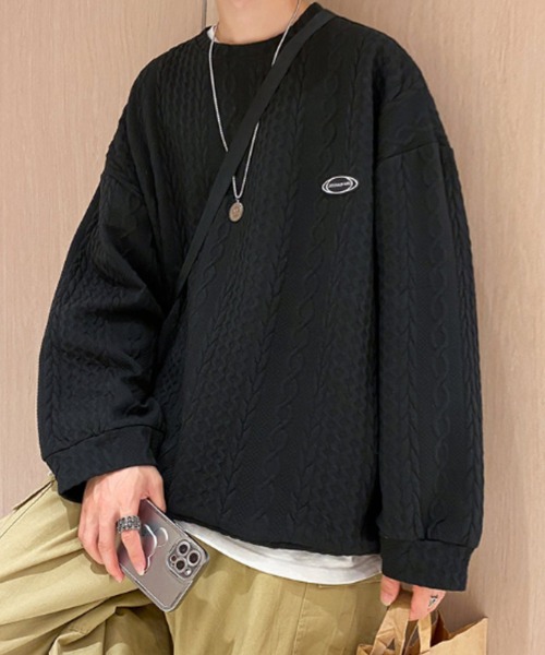 MGV（エムジーヴィー）の「ワッフル生地ケーブルスウェット（スウェット・メンズ・ホワイト/ブラック・MEDIUM/LARGE/X-LARGE）」の7枚目の写真