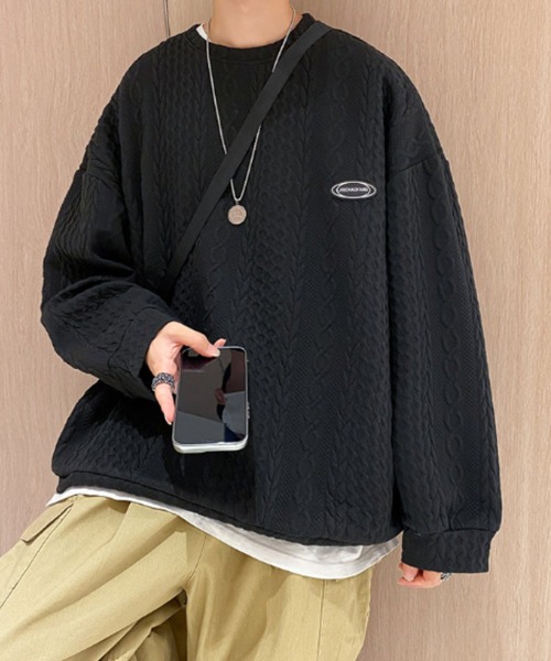 MGV（エムジーヴィー）の「ワッフル生地ケーブルスウェット（スウェット・メンズ・ホワイト/ブラック・MEDIUM/LARGE/X-LARGE）」の9枚目の写真