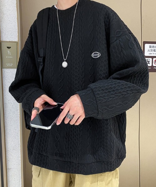 MGV（エムジーヴィー）の「ワッフル生地ケーブルスウェット（スウェット・メンズ・ホワイト/ブラック・MEDIUM/LARGE/X-LARGE）」の10枚目の写真