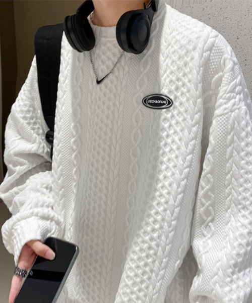MGV（エムジーヴィー）の「ワッフル生地ケーブルスウェット（スウェット・メンズ・ホワイト/ブラック・MEDIUM/LARGE/X-LARGE）」の11枚目の写真