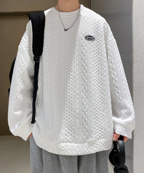 MGV（エムジーヴィー）の「ワッフル生地ケーブルスウェット（スウェット・メンズ・ホワイト/ブラック・MEDIUM/LARGE/X-LARGE）」の12枚目の写真