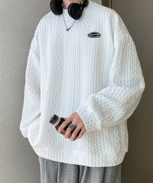 MGV（エムジーヴィー）の「ワッフル生地ケーブルスウェット（スウェット・メンズ・ホワイト/ブラック・MEDIUM/LARGE/X-LARGE）」の13枚目の写真