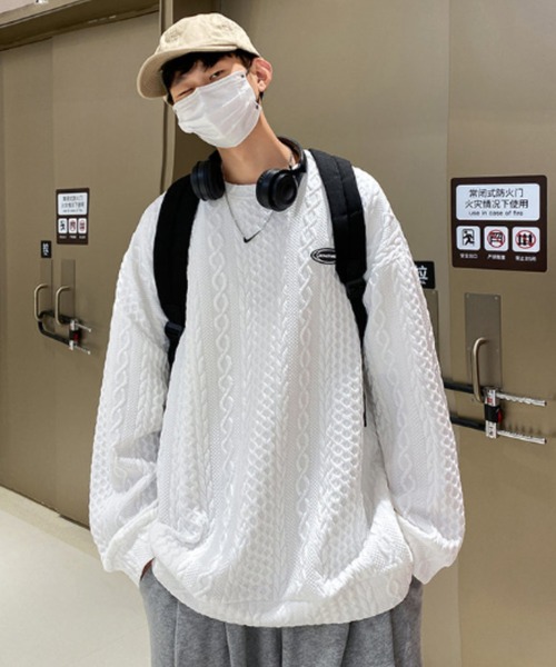 MGV（エムジーヴィー）の「ワッフル生地ケーブルスウェット（スウェット・メンズ・ホワイト/ブラック・MEDIUM/LARGE/X-LARGE）」の14枚目の写真