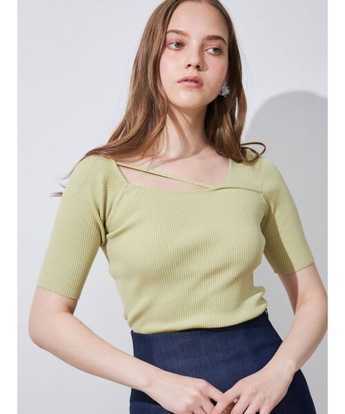 MERCURYDUO（マーキュリーデュオ）の「2WAYアシメネックテープリブニット（ニット/セーター・レディース・レッド/オフホワイト/ブラック/ライム・FREE）」の17枚目の写真