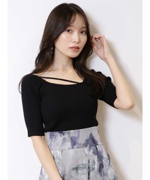 2WAYアシメネックテープリブニット