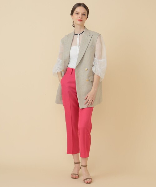 EFFE BEAMS(エッフェビームス)の「EFFE BEAMS / ドライツイル ゴムパンツ(スラックス・レディース・ピンク/ネイビー・36/38)」の6枚目の写真