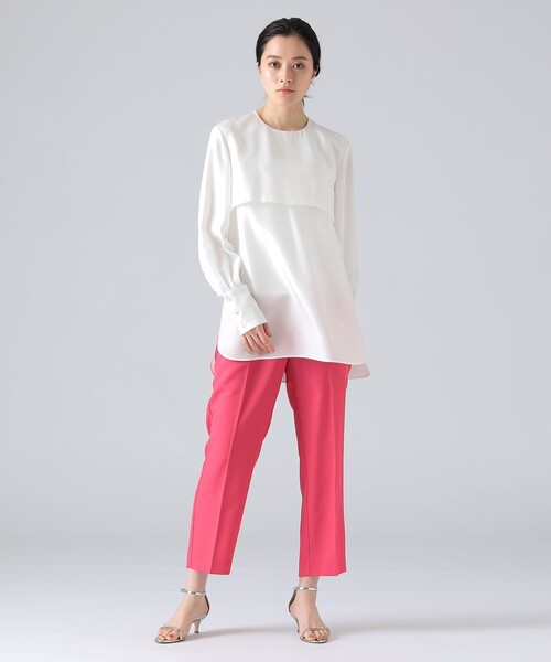 EFFE BEAMS(エッフェビームス)の「EFFE BEAMS / ドライツイル ゴムパンツ(スラックス・レディース・ピンク/ネイビー・36/38)」の4枚目の写真