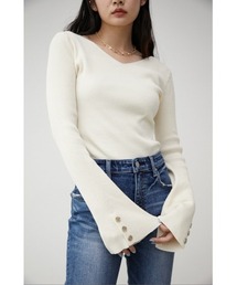 AZUL by moussy | 2WAY SLEEVE BUTTON RIB KNIT/2WAYスリーブボタンリブニット(ニット/セーター)