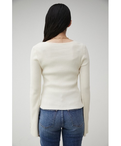 AZUL by moussy（アズールバイマウジー）の「2WAY SLEEVE BUTTON RIB KNIT/2WAYスリーブボタンリブニット（ニット/セーター・レディース・ブラック/オフホワイト/ライトブルー/オレンジ・SMALL/MEDIUM）」の10枚目の写真
