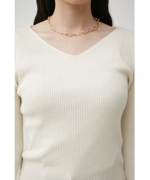 AZUL by moussy（アズールバイマウジー）の「2WAY SLEEVE BUTTON RIB KNIT/2WAYスリーブボタンリブニット（ニット/セーター・レディース・ブラック/オフホワイト/ライトブルー/オレンジ・SMALL/MEDIUM）」の11枚目の写真
