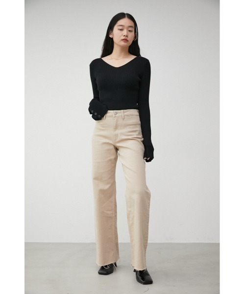AZUL by moussy（アズールバイマウジー）の「2WAY SLEEVE BUTTON RIB KNIT/2WAYスリーブボタンリブニット（ニット/セーター・レディース・ブラック/オフホワイト/ライトブルー/オレンジ・SMALL/MEDIUM）」の18枚目の写真