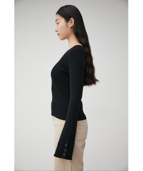 AZUL by moussy（アズールバイマウジー）の「2WAY SLEEVE BUTTON RIB KNIT/2WAYスリーブボタンリブニット（ニット/セーター・レディース・ブラック/オフホワイト/ライトブルー/オレンジ・SMALL/MEDIUM）」の20枚目の写真