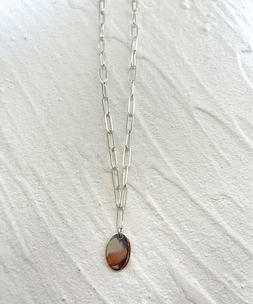 mou（モウ）の「S925 Hoop chain ellipse plate necklace（ネックレス・レディース・ゴールド/シルバー・FREE）」の2枚目の写真
