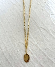 S925 Hoop chain ellipse plate necklace