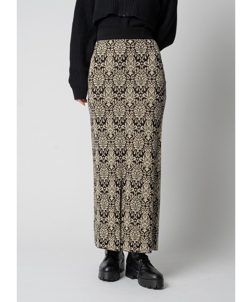 Adoon plain（アドーンプレーン）の「【2way】ジャガードナロースカート（スカート・レディース・ブラック/グレイッシュベージュ/ブルー・LARGE/MEDIUM）」の3枚目の写真