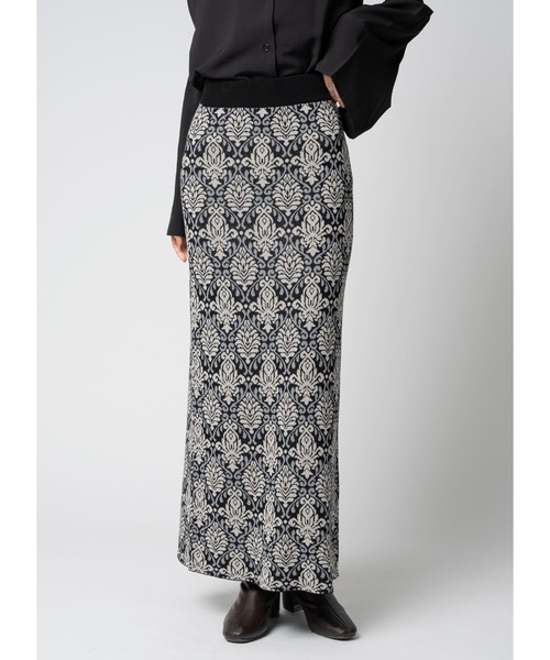 Adoon plain（アドーンプレーン）の「【2way】ジャガードナロースカート（スカート・レディース・ブラック/グレイッシュベージュ/ブルー・LARGE/MEDIUM）」の2枚目の写真