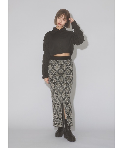 Adoon plain（アドーンプレーン）の「【2way】ジャガードナロースカート（スカート・レディース・ブラック/グレイッシュベージュ/ブルー・LARGE/MEDIUM）」の7枚目の写真