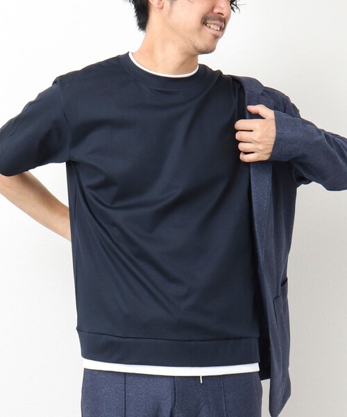 NOLLEY'S goodman（ノーリーズグッドマン）の「フェイクレイヤードTシャツ（Tシャツ/カットソー・メンズ・ネイビー/グレイッシュベージュ/ホワイト/グレイッシュブルー・S/M/L）」の4枚目の写真