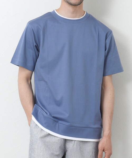 NOLLEY'S goodman（ノーリーズグッドマン）の「フェイクレイヤードTシャツ（Tシャツ/カットソー・メンズ・ネイビー/グレイッシュベージュ/ホワイト/グレイッシュブルー・S/M/L）」の14枚目の写真