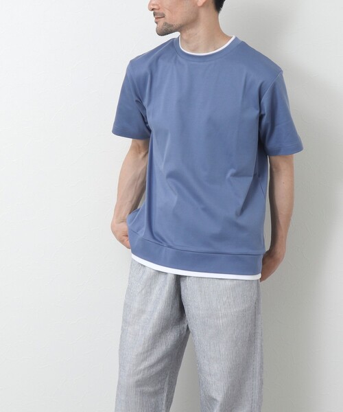 NOLLEY'S goodman（ノーリーズグッドマン）の「フェイクレイヤードTシャツ（Tシャツ/カットソー・メンズ・ネイビー/グレイッシュベージュ/ホワイト/グレイッシュブルー・S/M/L）」の13枚目の写真