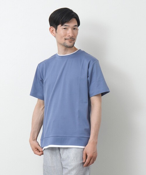 NOLLEY'S goodman（ノーリーズグッドマン）の「フェイクレイヤードTシャツ（Tシャツ/カットソー・メンズ・ネイビー/グレイッシュベージュ/ホワイト/グレイッシュブルー・S/M/L）」の16枚目の写真