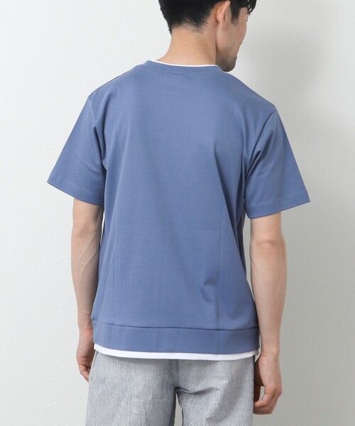 NOLLEY'S goodman（ノーリーズグッドマン）の「フェイクレイヤードTシャツ（Tシャツ/カットソー・メンズ・ネイビー/グレイッシュベージュ/ホワイト/グレイッシュブルー・S/M/L）」の6枚目の写真
