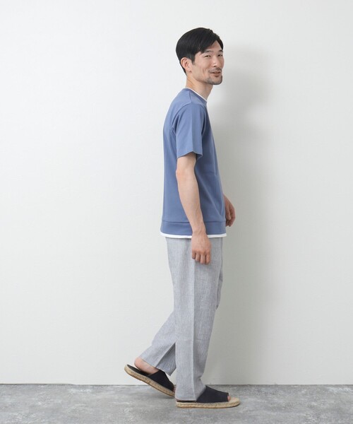 NOLLEY'S goodman（ノーリーズグッドマン）の「フェイクレイヤードTシャツ（Tシャツ/カットソー・メンズ・ネイビー/グレイッシュベージュ/ホワイト/グレイッシュブルー・S/M/L）」の8枚目の写真