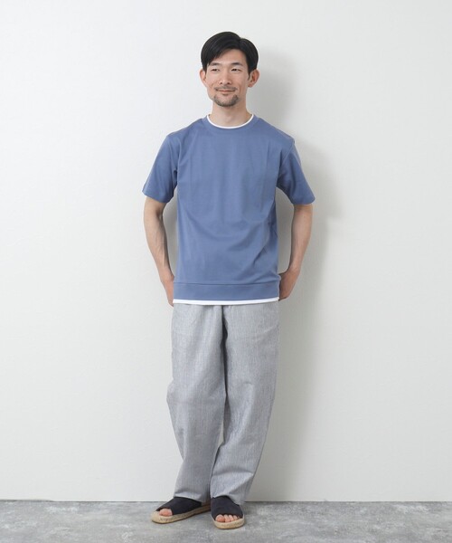 NOLLEY'S goodman（ノーリーズグッドマン）の「フェイクレイヤードTシャツ（Tシャツ/カットソー・メンズ・ネイビー/グレイッシュベージュ/ホワイト/グレイッシュブルー・S/M/L）」の17枚目の写真