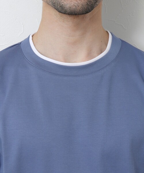 NOLLEY'S goodman（ノーリーズグッドマン）の「フェイクレイヤードTシャツ（Tシャツ/カットソー・メンズ・ネイビー/グレイッシュベージュ/ホワイト/グレイッシュブルー・S/M/L）」の18枚目の写真