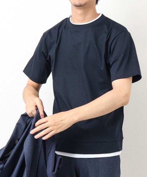 NOLLEY'S goodman（ノーリーズグッドマン）の「フェイクレイヤードTシャツ（Tシャツ/カットソー・メンズ・ネイビー/グレイッシュベージュ/ホワイト/グレイッシュブルー・S/M/L）」の20枚目の写真