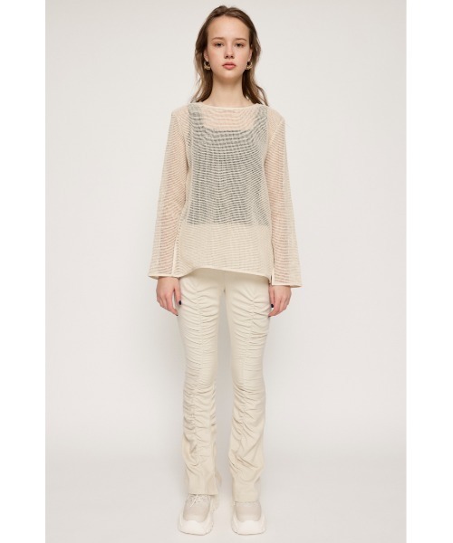 SLY（スライ）の「GATHER HEM FLARE PT ギャザー ヘム フレアパンツ（スラックス・レディース・ブラック/杢グレー/アイボリー・FREE）」の4枚目の写真