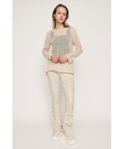 SLY（スライ）の「GATHER HEM FLARE PT ギャザー ヘム フレアパンツ（スラックス・レディース・ブラック/杢グレー/アイボリー・FREE）」の5枚目の写真