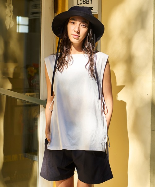 Ungrid（アングリッド）の「【ムラサキスポーツ別注】UNGRID/アングリッド  水陸両用/無地タンクトップ/ラッシュガードタンクトップ  623116（タンクトップ・レディース・ブラック/ベージュ・M）」の9枚目の写真