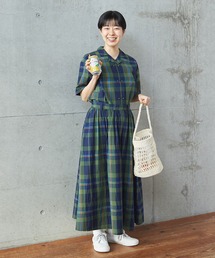 PAR ICI | 先染めBIGチェック/コットンリネン 開襟シャツ(セットアップ対応)(シャツ/ブラウス)