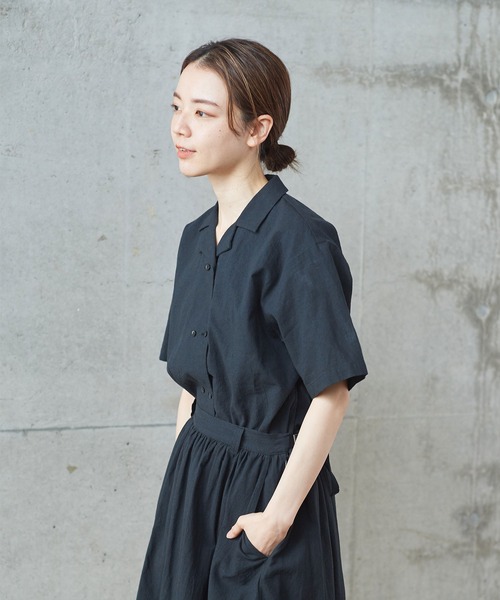 PAR ICI（パーリッシィ）の「先染めBIGチェック/コットンリネン 開襟シャツ(セットアップ対応)（シャツ/ブラウス・レディース・グリーン/ブラック/ブルー・FREE）」の22枚目の写真