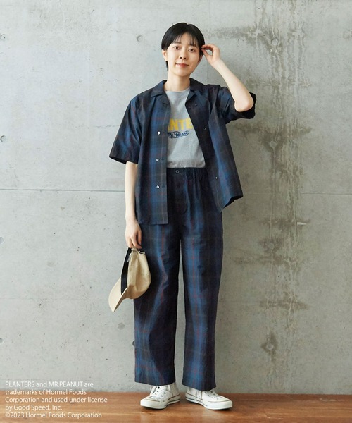 PAR ICI（パーリッシィ）の「先染めBIGチェック/コットンリネン 開襟シャツ(セットアップ対応)（シャツ/ブラウス・レディース・グリーン/ブラック/ブルー・FREE）」の16枚目の写真