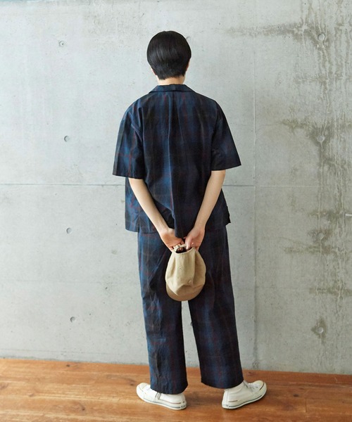 PAR ICI（パーリッシィ）の「先染めBIGチェック/コットンリネン 開襟シャツ(セットアップ対応)（シャツ/ブラウス・レディース・グリーン/ブラック/ブルー・FREE）」の19枚目の写真