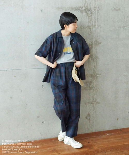 PAR ICI（パーリッシィ）の「先染めBIGチェック/コットンリネン 開襟シャツ(セットアップ対応)（シャツ/ブラウス・レディース・グリーン/ブラック/ブルー・FREE）」の17枚目の写真