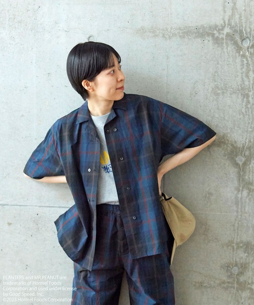 PAR ICI（パーリッシィ）の「先染めBIGチェック/コットンリネン 開襟