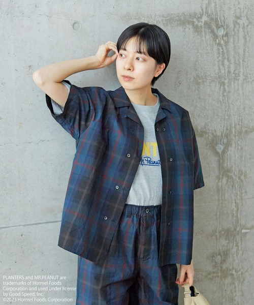 PAR ICI（パーリッシィ）の「先染めBIGチェック/コットンリネン 開襟シャツ(セットアップ対応)（シャツ/ブラウス・レディース・グリーン/ブラック/ブルー・FREE）」の12枚目の写真